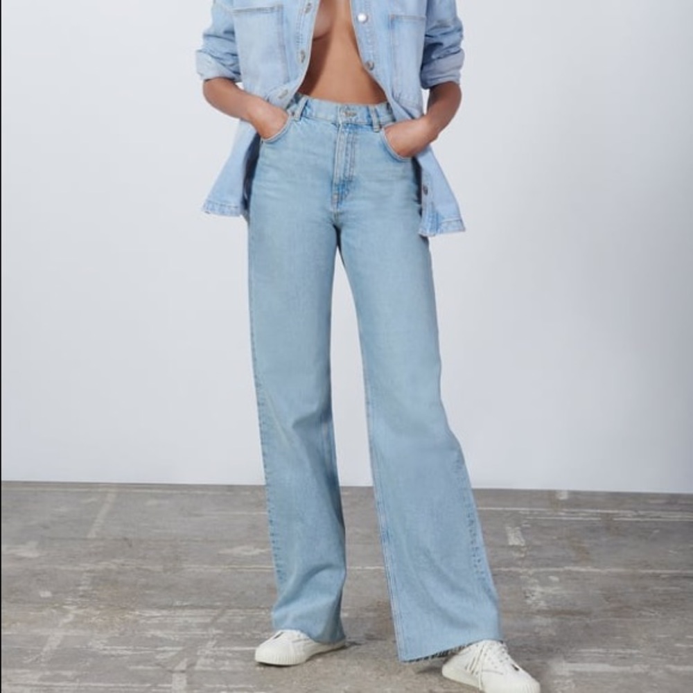 Zara The 90’s Full Length High Rise Wide Leg Jeans